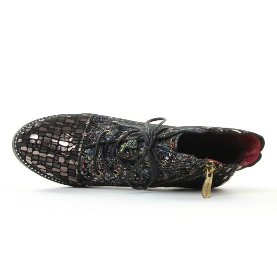 bottines à lacets noir multi mode femme automne hiver - Photo Produit 4