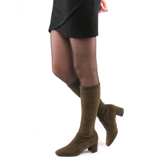 bottes stretch fugitive vert kaki portée