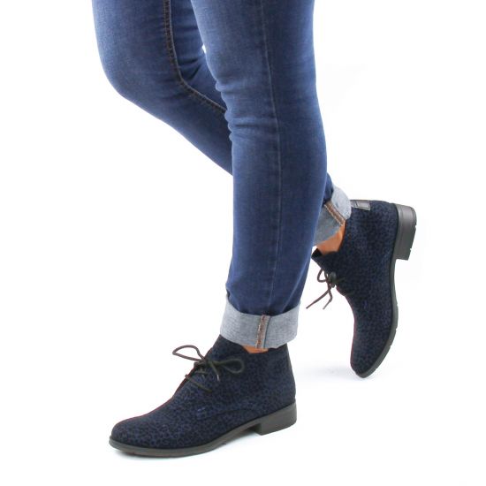bottines à lacets bleu léopard mode femme automne hiver - Photo Produit 8