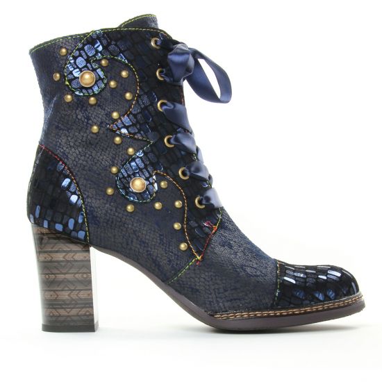 bottines à lacets bleu multi mode femme automne hiver - Photo Produit 2