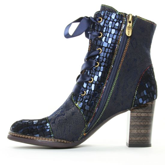 bottines à lacets bleu multi mode femme automne hiver - Photo Produit 3