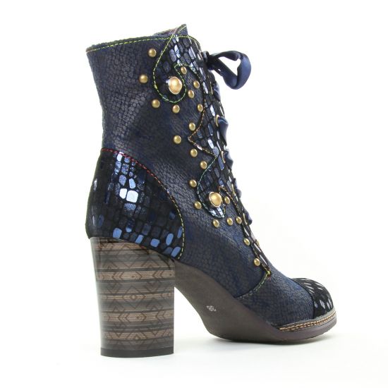 bottines à lacets bleu multi mode femme automne hiver - Photo Produit 7