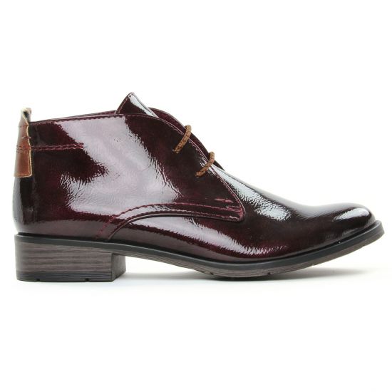 bottines à lacets bordeaux mode femme automne hiver - Photo Produit 2