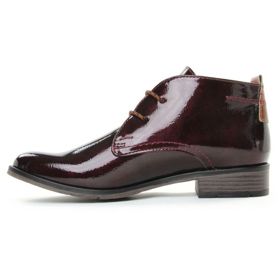 bottines à lacets bordeaux mode femme automne hiver - Photo Produit 3