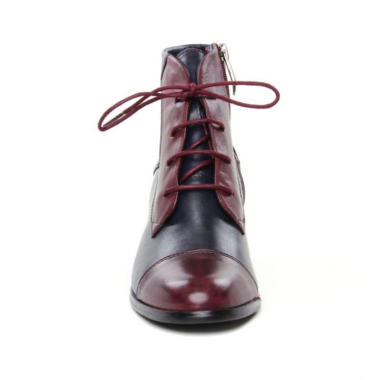 bottines à lacets bordeaux mode femme automne hiver - Photo Produit 6