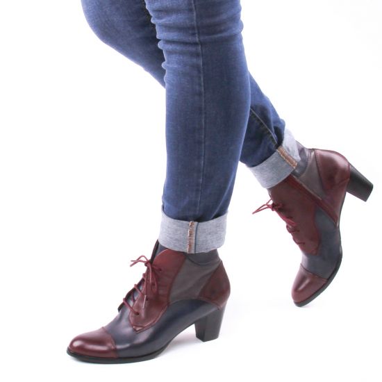 bottines à lacets bordeaux mode femme automne hiver - Photo Produit 8
