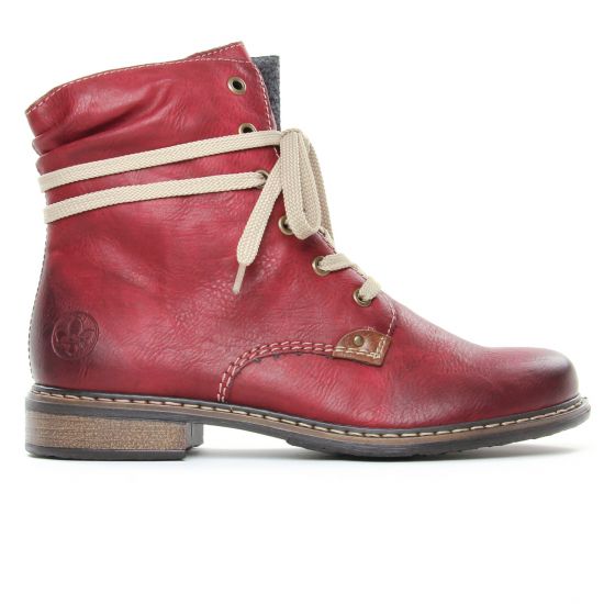 bottines à lacets bordeaux mode femme automne hiver - Photo Produit 2