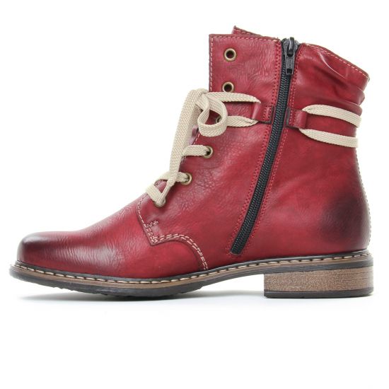 bottines à lacets bordeaux mode femme automne hiver - Photo Produit 3