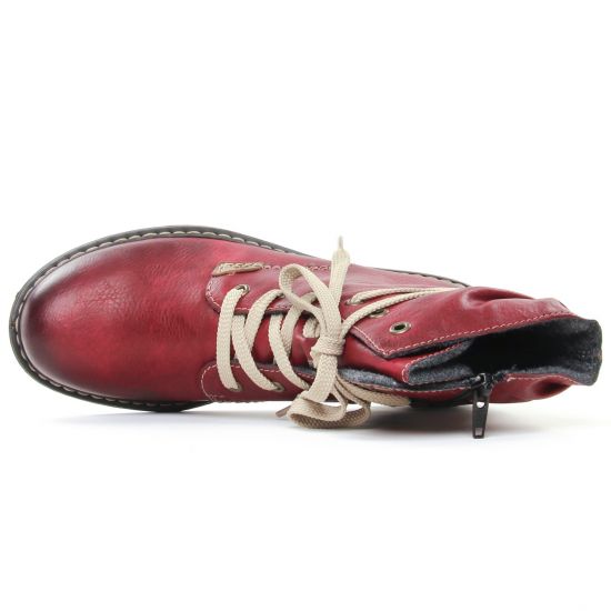 bottines à lacets bordeaux mode femme automne hiver - Photo Produit 4