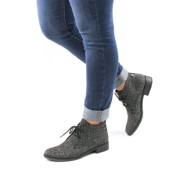 bottines à lacets gris léopard mode femme automne hiver - Photo Produit 8