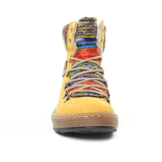 bottines à lacets jaune multi mode femme automne hiver - Photo Produit 6