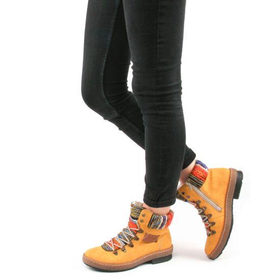 bottines à lacets jaune multi mode femme automne hiver - Photo Produit 8