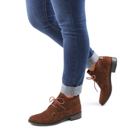 bottines à lacets marron léopard mode femme automne hiver - Photo Produit 8