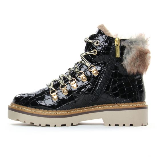 bottines à lacets noir croco mode femme automne hiver - Photo Produit 3