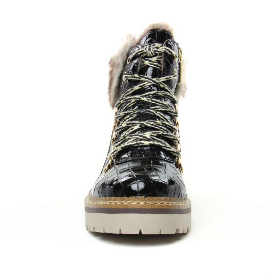 bottines à lacets noir croco mode femme automne hiver - Photo Produit 6