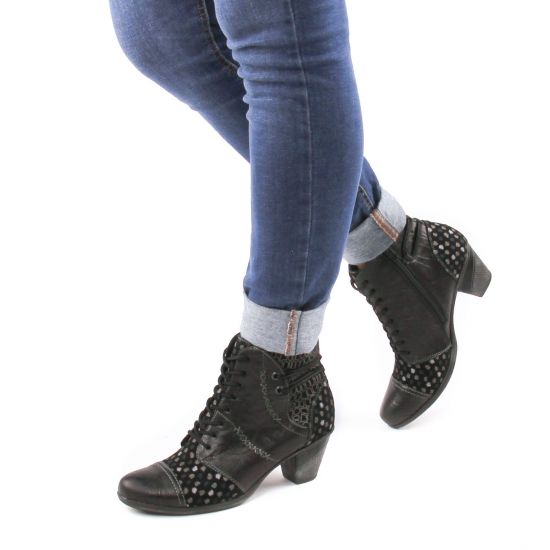 bottines à lacets noir multi mode femme automne hiver - Photo Produit 8