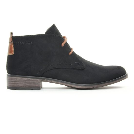 bottines à lacets noir velours mode femme automne hiver - Photo Produit 2