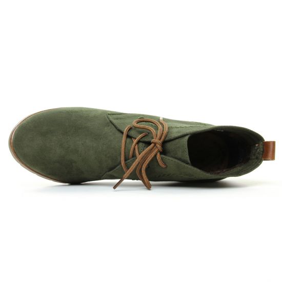bottines à lacets vert kaki mode femme automne hiver - Photo Produit 4