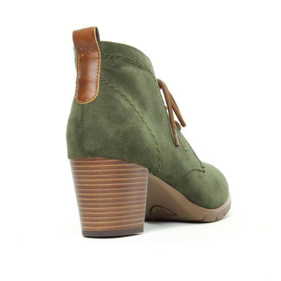 bottines à lacets vert kaki mode femme automne hiver - Photo Produit 7