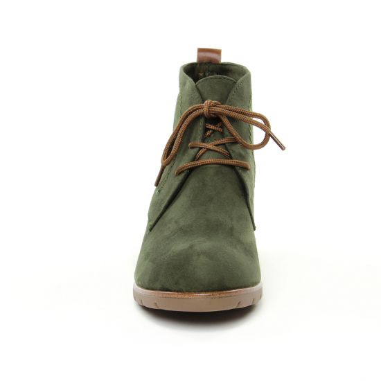 bottines à lacets vert kaki mode femme automne hiver - Photo Produit 6