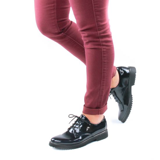 derbies bleu vernis mode femme automne hiver - Photo Produit 8