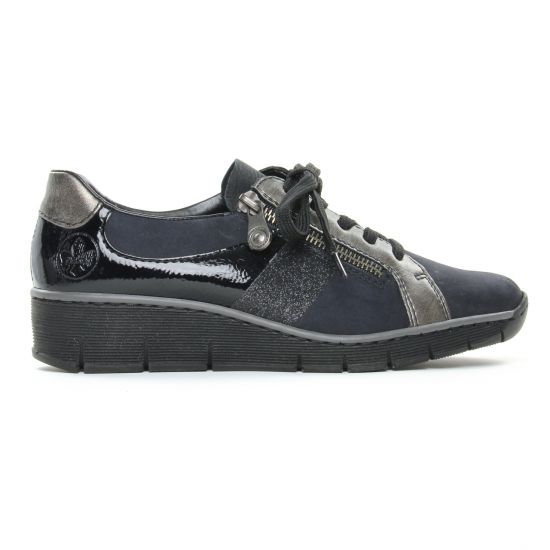 derbys compensées noir bleu mode femme automne hiver - Photo Produit 2