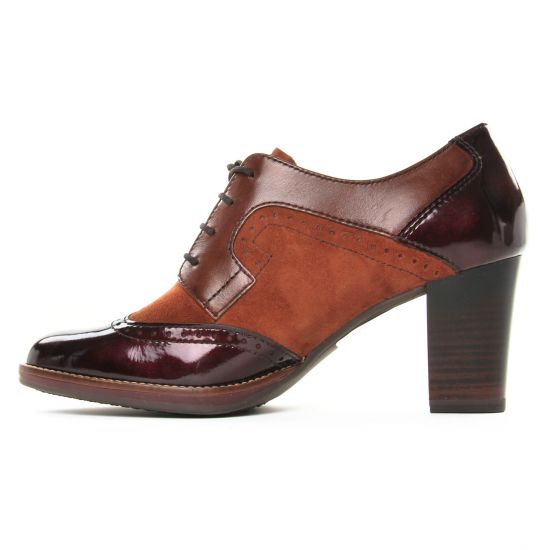 derbys talon marron bordeaux mode femme automne hiver - Photo Produit 3
