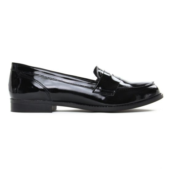 mocassins noir vernis mode femme automne hiver - Photo Produit 2