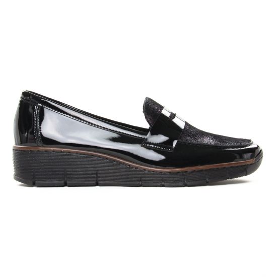 mocassins trotteurs noir argent mode femme automne hiver - Photo Produit 2