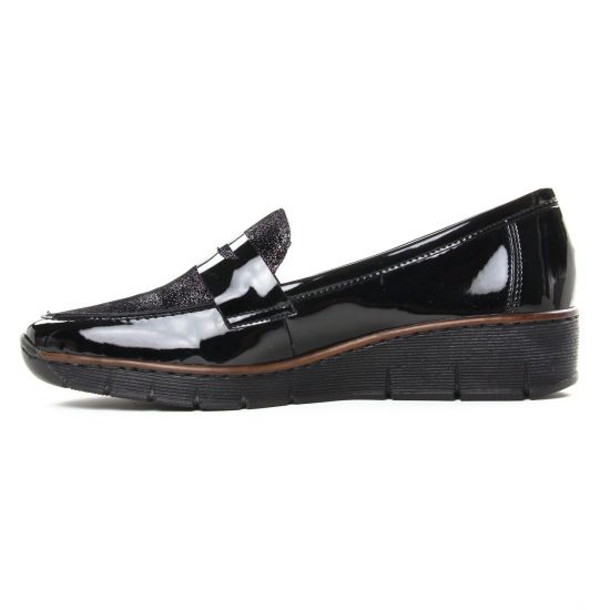 mocassins trotteurs noir argent mode femme automne hiver - Photo Produit 3