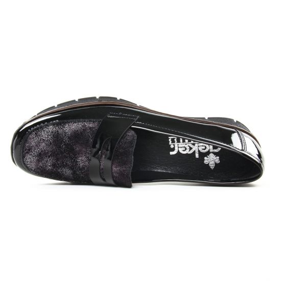 mocassins trotteurs noir argent mode femme automne hiver - Photo Produit 4