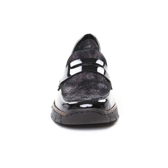 mocassins trotteurs noir argent mode femme automne hiver - Photo Produit 6