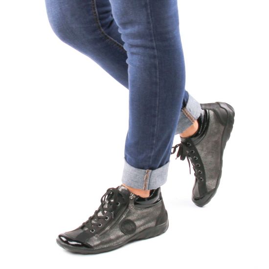 tennis noir argent mode femme automne hiver - Photo Produit 8