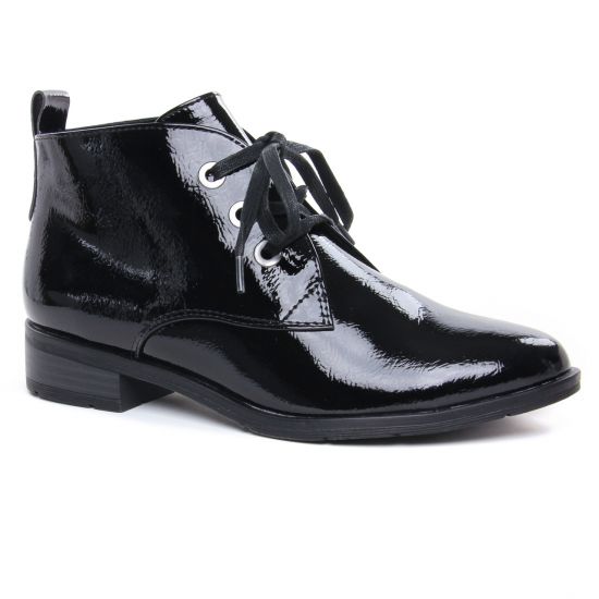 Marco Tozzi 25120 Black Patent | bottine à lacets vernis ...