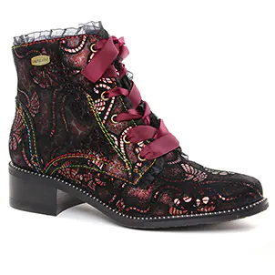 Chaussures femme hiver 2021 - bottines à lacets Laura Vita noir rose