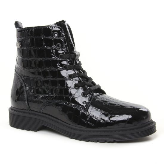 Bottines Et Boots Scarlatine Punk Vernis Noir, vue principale de la chaussure femme