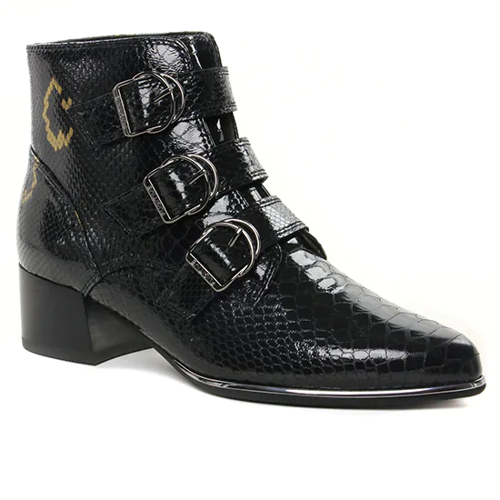Bottines Et Boots Fugitive Bahem Python Noir Noir, vue principale de la chaussure femme