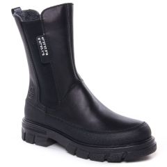 Chaussures femme hiver 2022 - boots élastiquées rieker noir