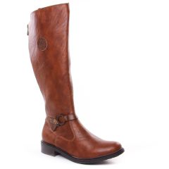 bottes-cavalieres marron cognac: même style de chaussures en ligne pour femmes que les Vanessa Wu