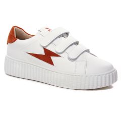tennis-plateforme blanc orange: même style de chaussures en ligne pour femmes que les Rieker