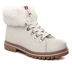 Chaussures femme hiver 2022 - bottines à lacets les tropéziennes blanc creme