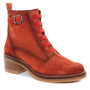 bottines-a-lacets marron orange: même style de chaussures en ligne pour femmes que les Marco Tozzi