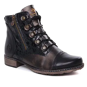 Chaussures femme hiver 2022 - bottines à lacets Remonte noir bronze