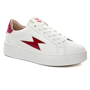 Chaussures femme hiver 2022 - tennis Vanessa Wu blanc rouge