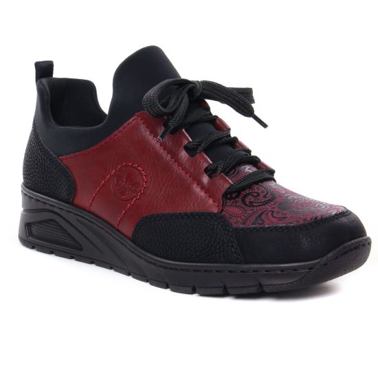 Tennis Et Baskets Mode Rieker N3383-35 Schwarz-Wine, vue principale de la chaussure femme