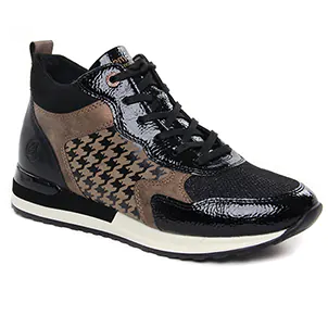 Chaussures femme hiver 2023 - baskets mode Remonte noir bronze