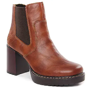 Chaussures femme hiver 2023 - boots élastiquées rieker marron