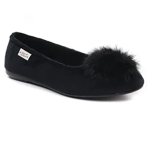 Maison De L'espadrille 6056 Pompom Noir : chaussures dans la même tendance femme (chaussons noir) et disponibles à la vente en ligne 