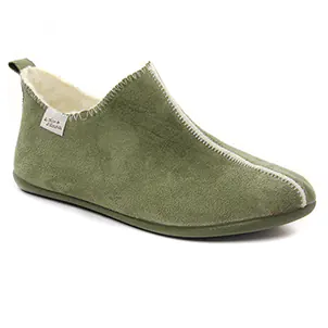 Chaussures femme hiver 2023 - chaussons MAISON DE L'ESPADRILLE vert kaki