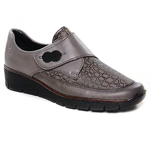 mocassins-confort gris: même style de chaussures en ligne pour femmes que les Rieker